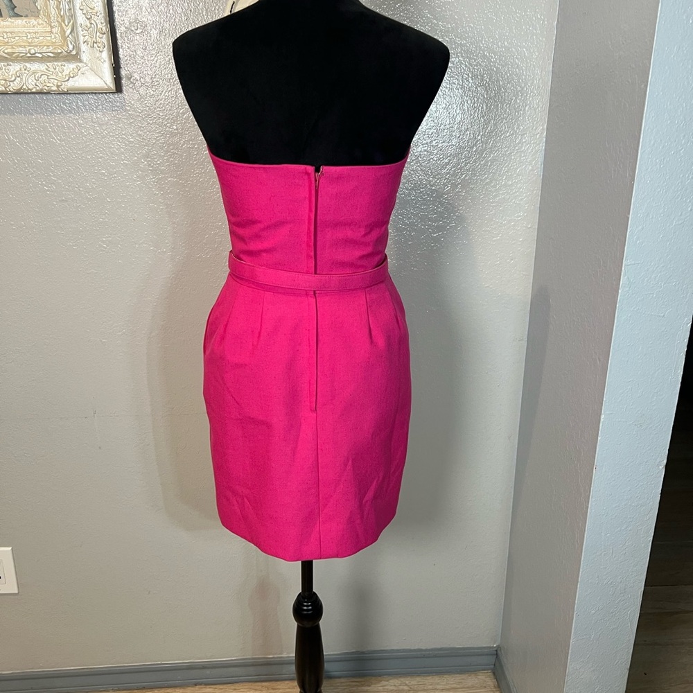 Victor Costa Vibrant Pink Strapless Sheath Dress with Belt - Picture 9 of 12